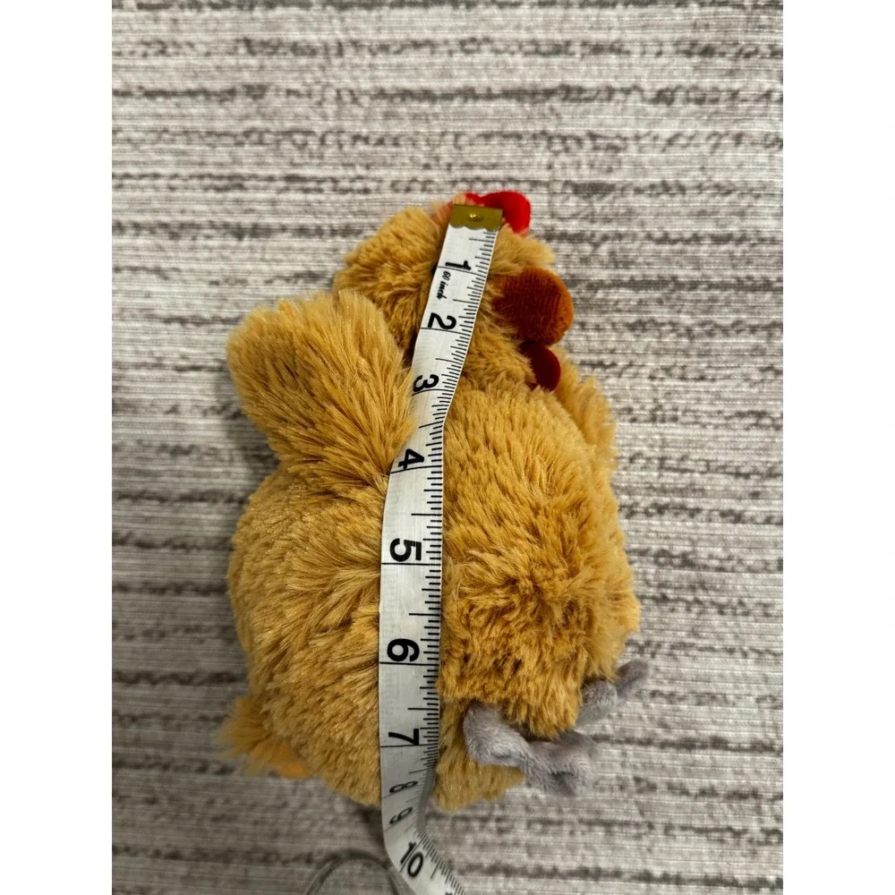 Plush Chicken Squeaker Ball Dog Toy Brown Hen Soft Fuzzy Pet Toy 7 Inch